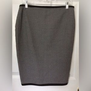 Bailey 44 Pencil Skirt Black White Polka Dots Medium Knee Length Stretchy